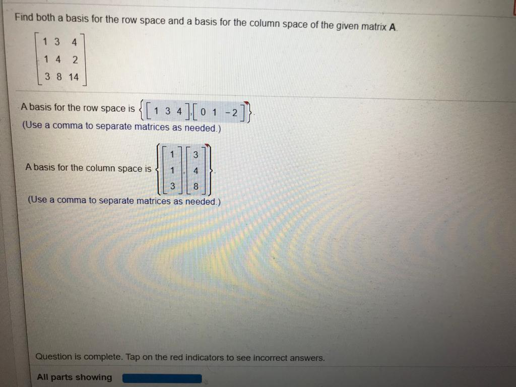 Solved Find both a basis for the row space and a basis for | Chegg.com