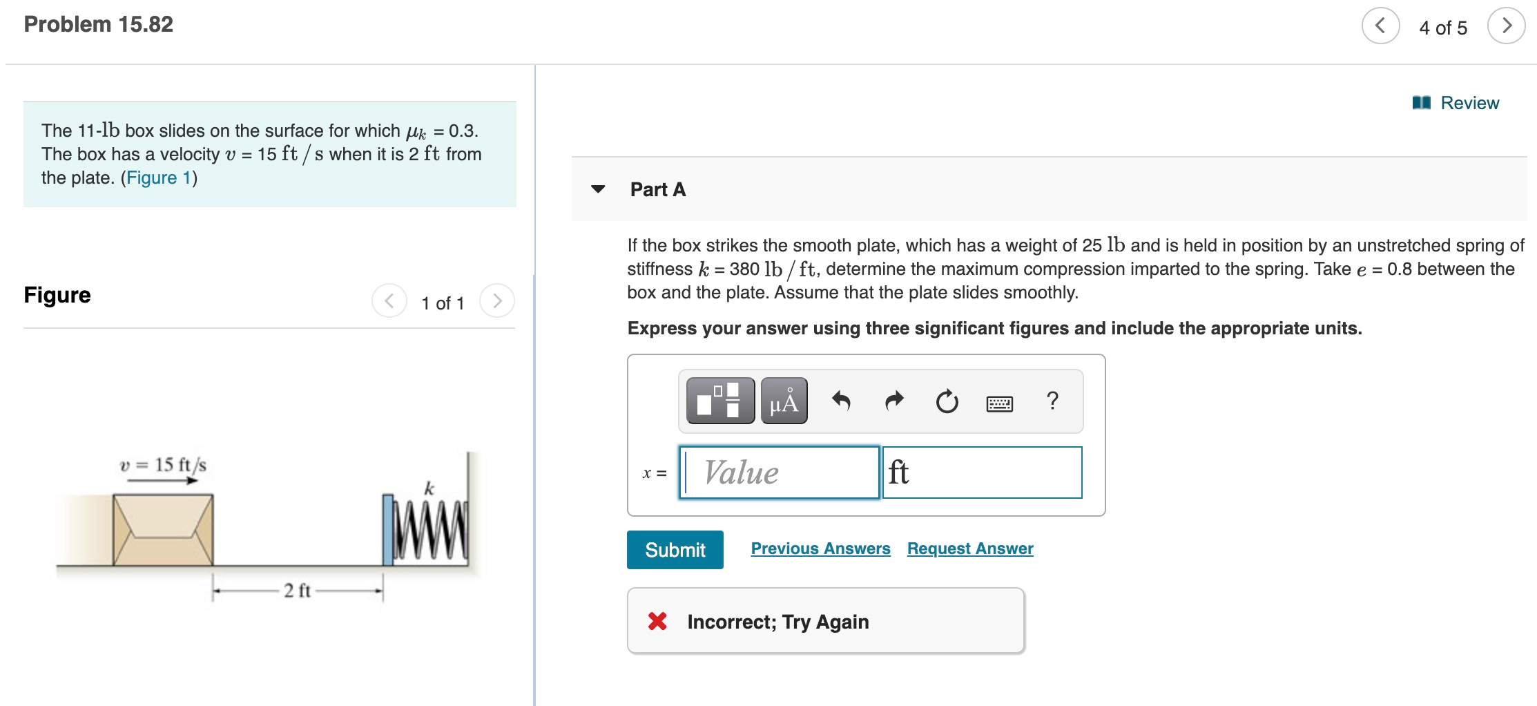 11 Box Problem Solved Problem 15.82 4 of 5 Review The 11-1b box slides on | Chegg.com
