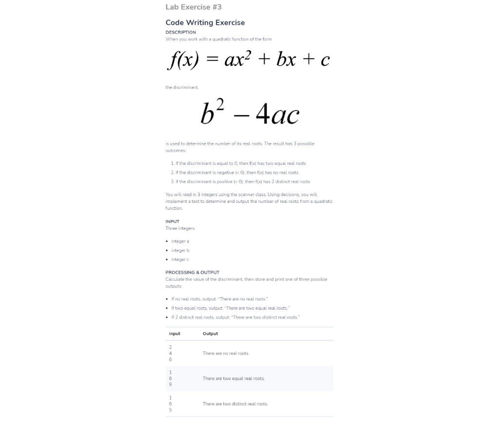 Solved **IN JAVA PLEASE** When you work with a quadratic | Chegg.com