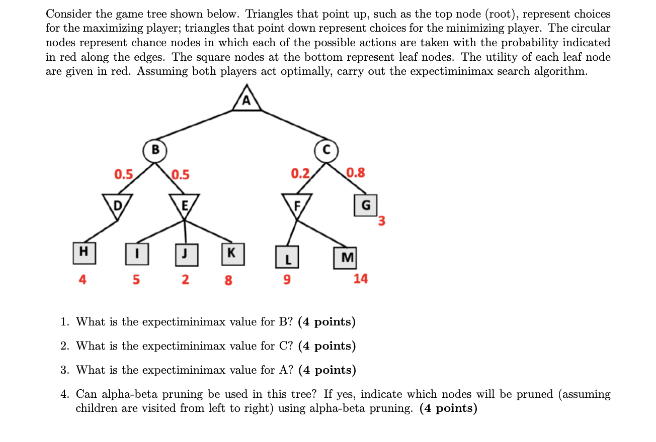 Solved Consider the game tree shown below. Triangles that | Chegg.com