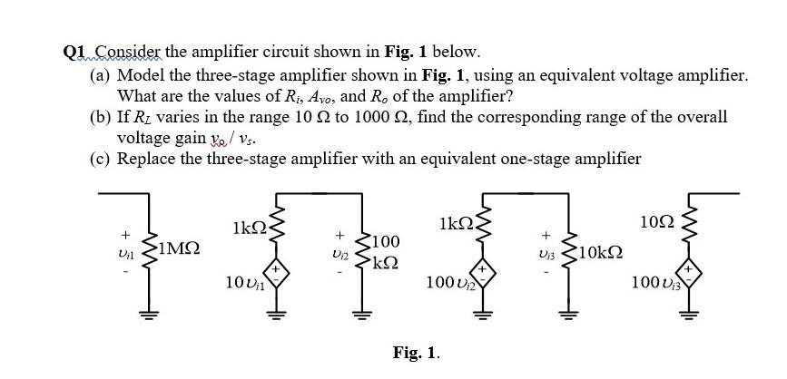 Solved Q1. Consider the amplifier circuit shown in Fig. 1 | Chegg.com