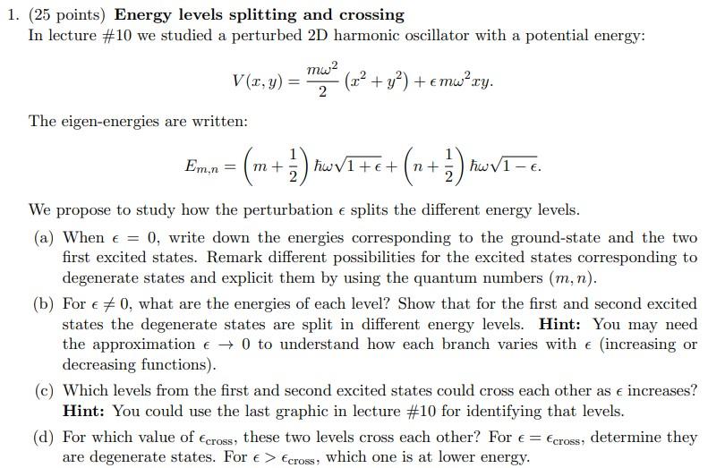 Solved (25 points) Energy levels splitting and crossing In | Chegg.com