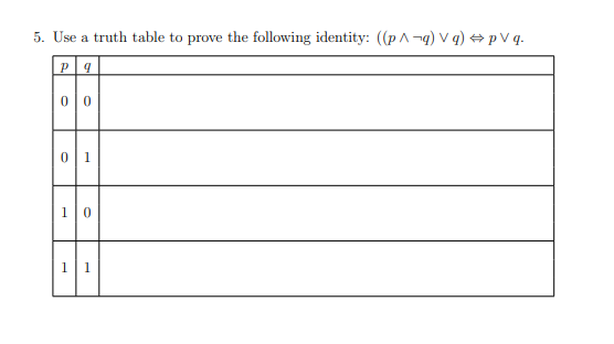 Solved Use A Truth Table To Prove The Following Identity: | Chegg.com