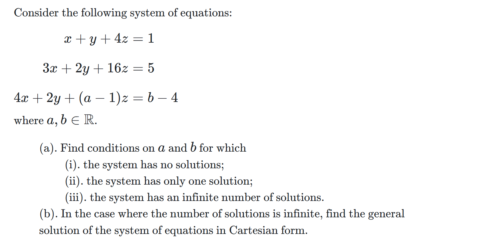 Solved Consider the following system of equations: | Chegg.com