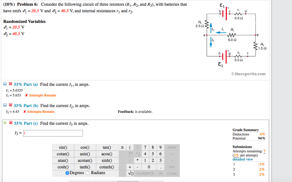 Solved (10%) Problem 6: Consider the following circuit of | Chegg.com