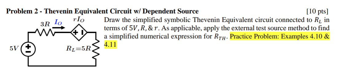 Solved Problem 2 - ﻿Thevenin Equivalent Circuit w/ | Chegg.com
