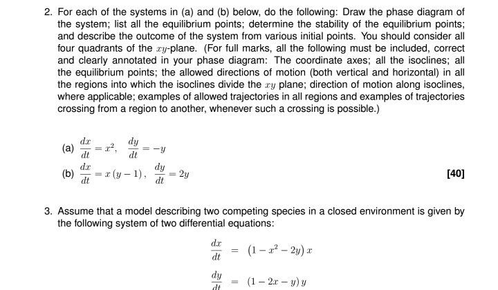 Solved 2. For each of the systems in (a) and (b) below, do | Chegg.com