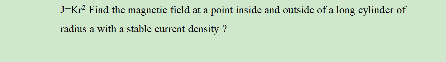 Solved J=Kr? Find the magnetic field at a point inside and | Chegg.com