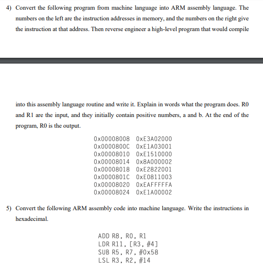 Solved Convert the following program from machine language | Chegg.com