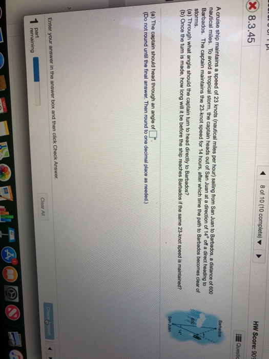 Solved 8 Of 10 10 Complete HW Score 90 X 8 3 45 A Cruise Chegg