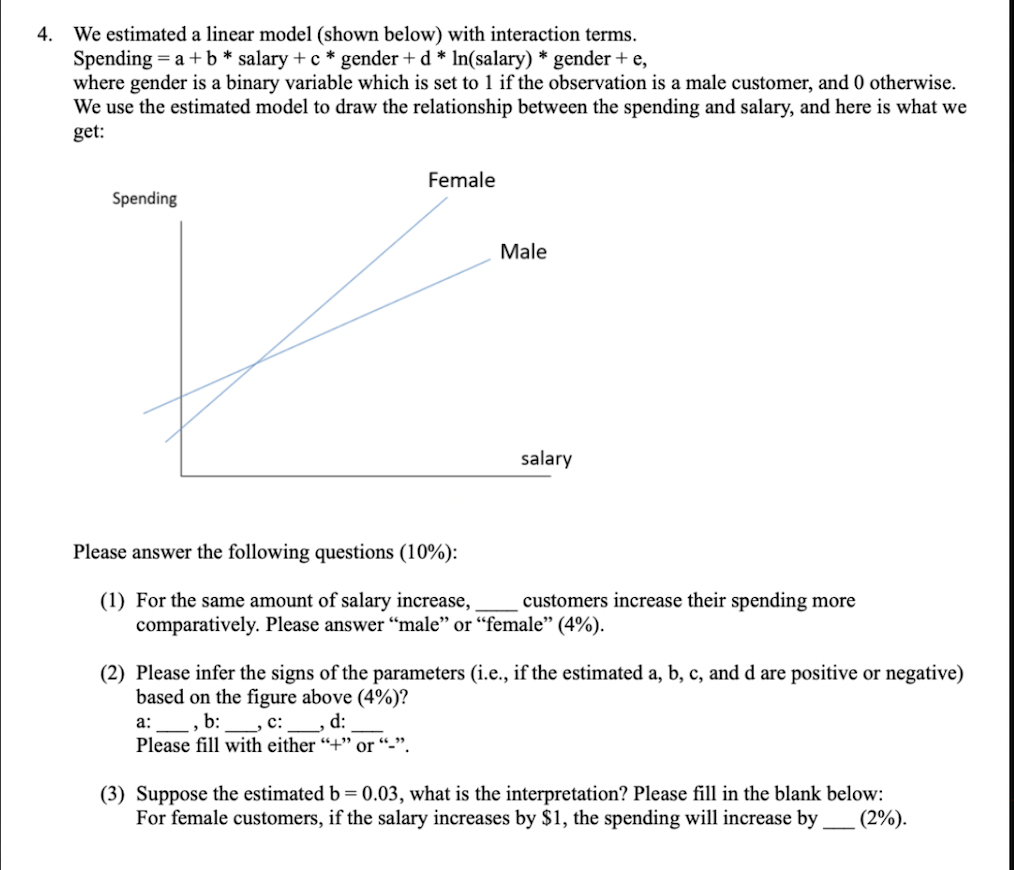Solved We estimated a linear model (shown below) with | Chegg.com