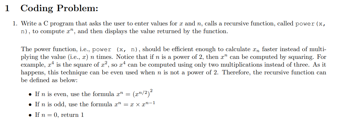 Solved 1 Coding Problem: 1. Write a C program that asks the | Chegg.com