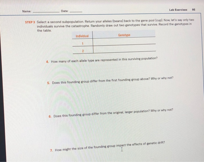 Solved EXERCISE 4 THE FOUNDER EFFECT Work in a small group