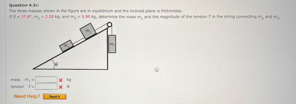 Solved Question 4.2c: The Three Masses Shown In The Figure | Chegg.com