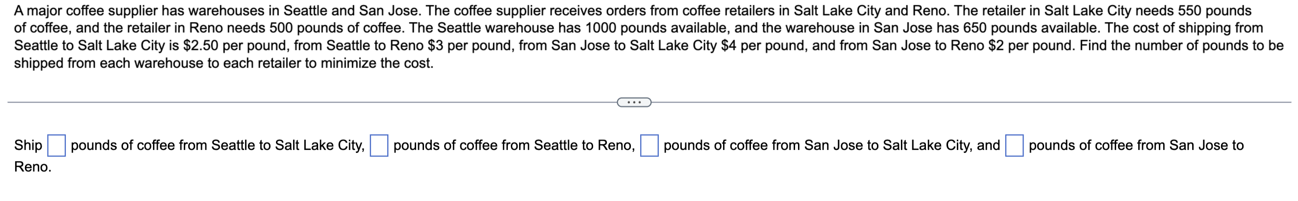 Solved shipped from each warehouse to each retailer to | Chegg.com