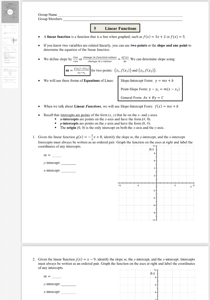 Solved - A linear function is a function that is a line when | Chegg.com