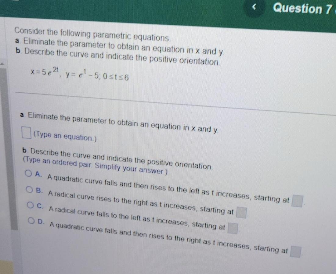 Solved Consider the following parametric equations. a. | Chegg.com