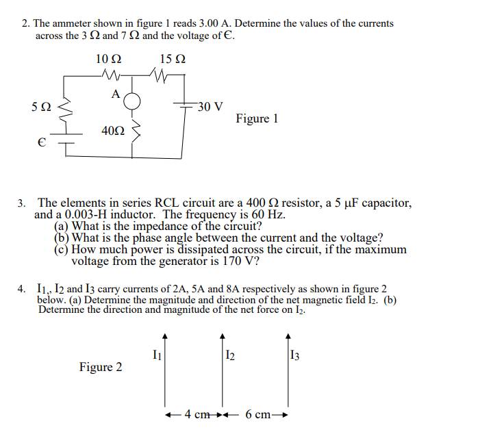 Solved 2. The ammeter shown in figure 1 reads 3.00 A. | Chegg.com