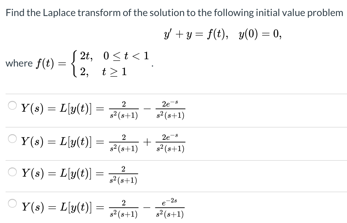 Solved Find The Laplace Transform Of The Solution To The | Chegg.com