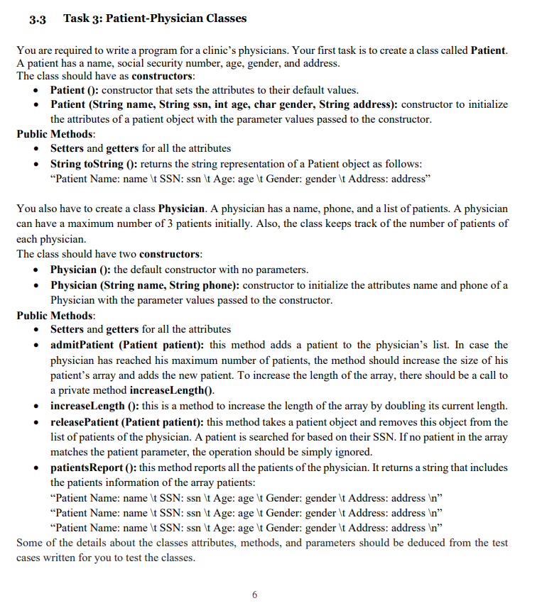 Solved 3.3 Task 3: Patient-Physician Classes You are | Chegg.com