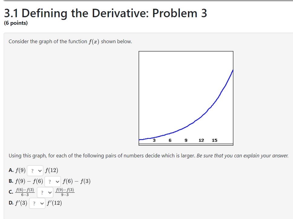 Solved 3.1 Defining the Derivative: Problem 3 (6 points) | Chegg.com