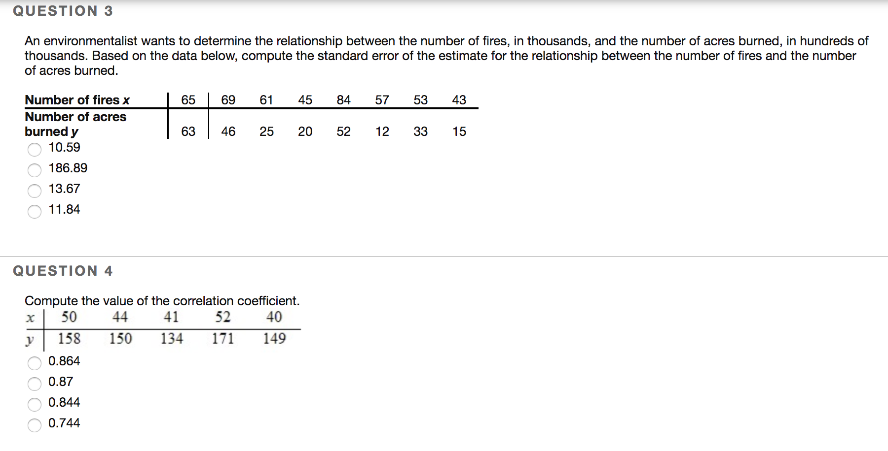 Solved QUESTION 1 A correlation coefficient r was calculated | Chegg.com