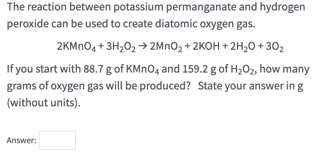 Solved The Reaction Between Potassium Permanganate And 5934