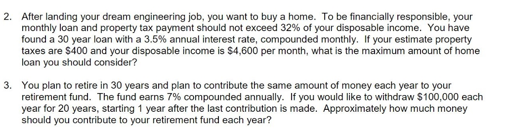 Solved 2. After landing your dream engineering job, you want | Chegg.com