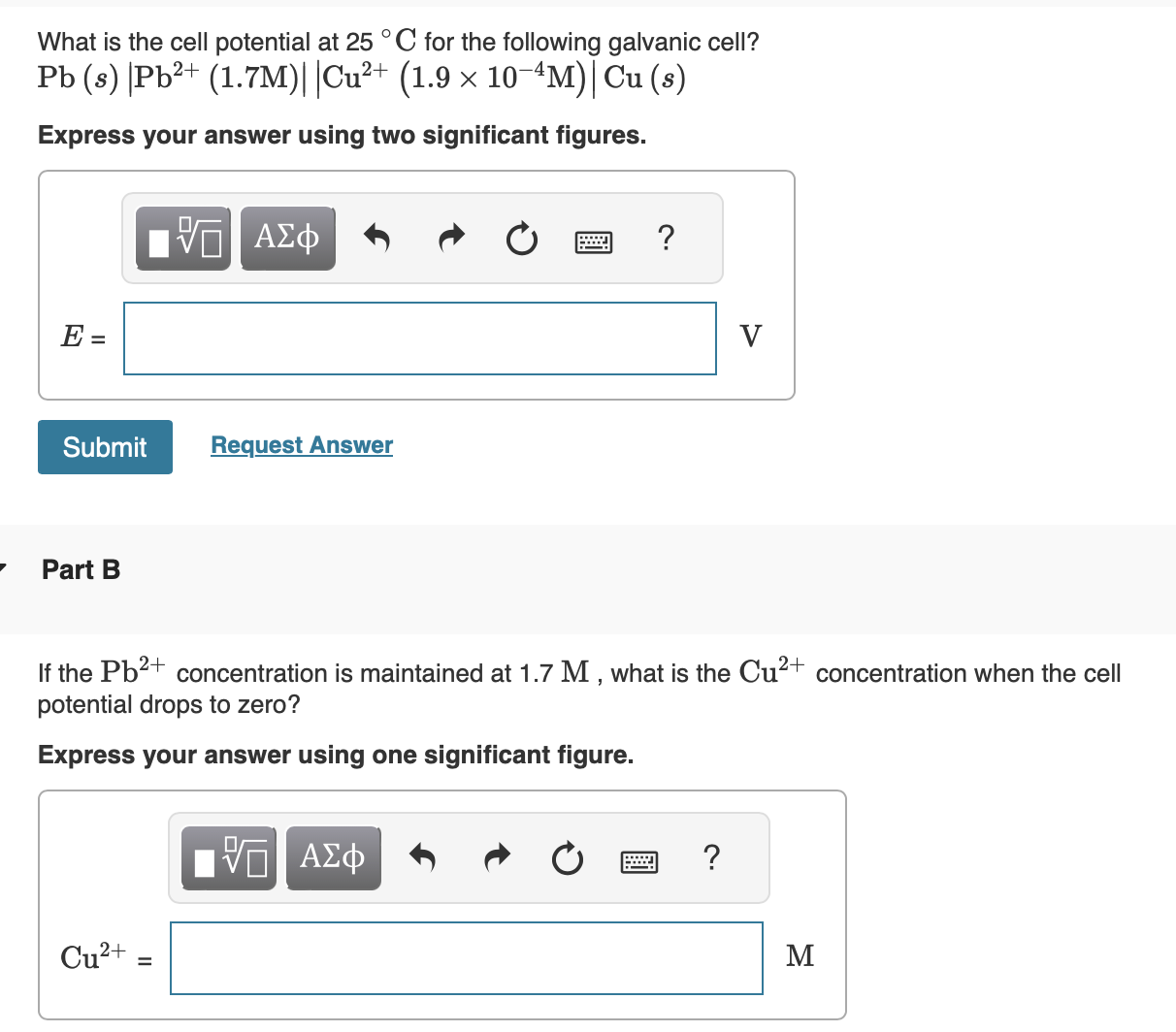 Solved What is the cell potential at 25∘C for the following | Chegg.com