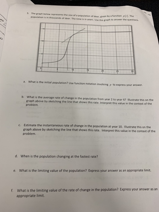 Solved 5. The graph below represents the size of a | Chegg.com