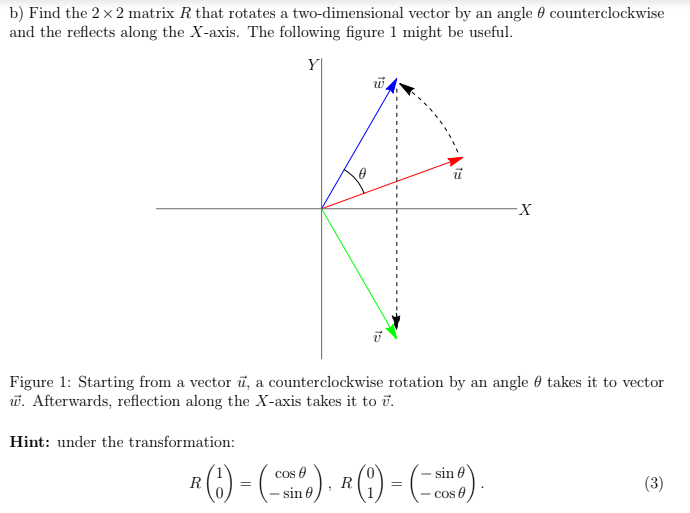 Solved b) Find the 2 x 2 matrix R that rotates a | Chegg.com