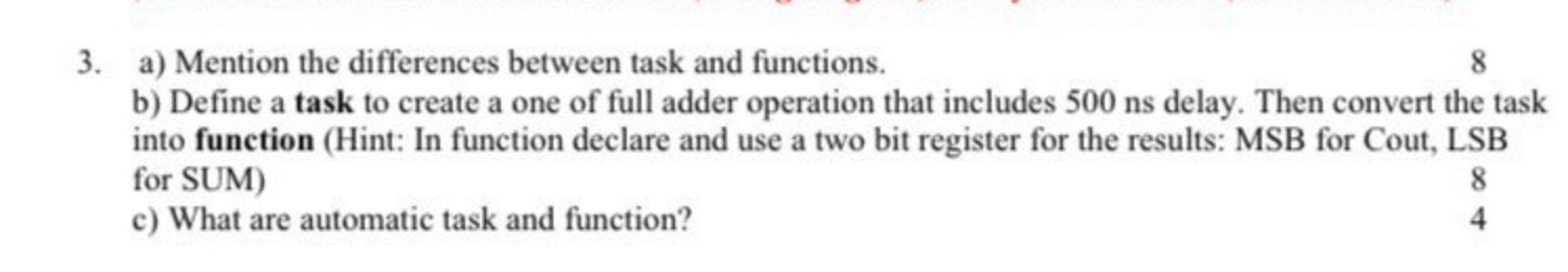 Solved 3. a) Mention the differences between task and | Chegg.com