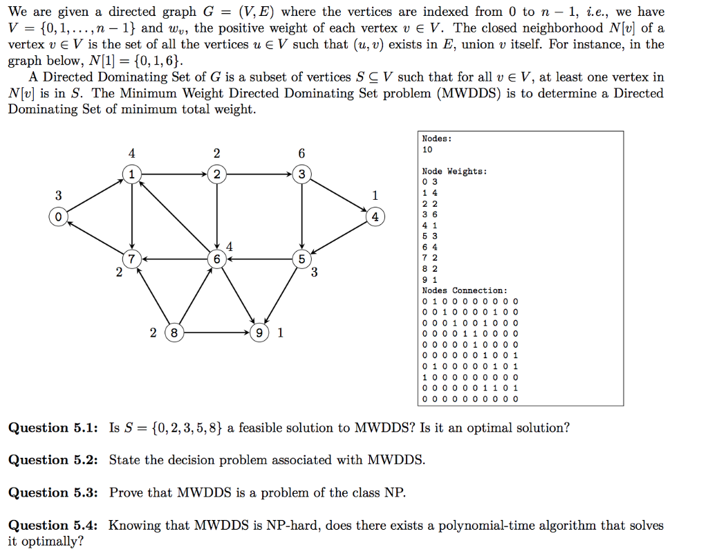 Solved We are given a directed graph G = (V, E) where the | Chegg.com