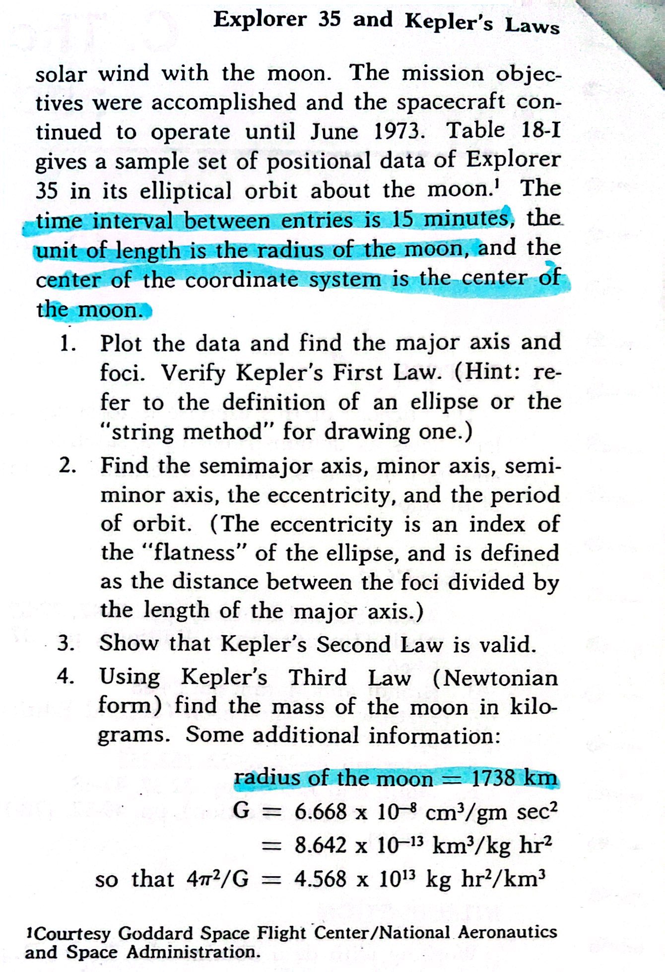 Explorer 35 and Kepler's Laws solar wind with the | Chegg.com
