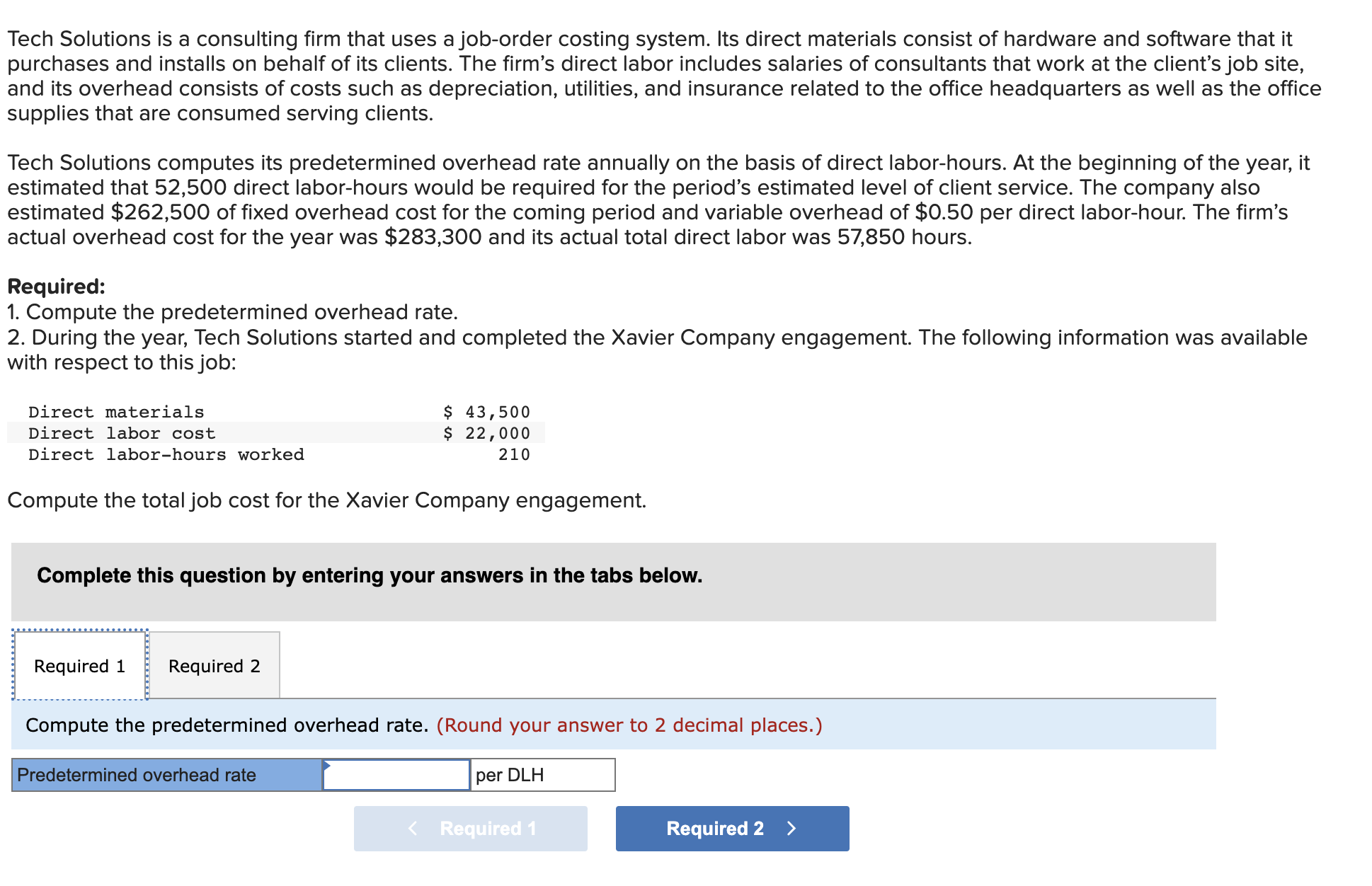 Solved Compute the total job cost for the Xavier Company