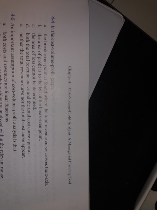 Solved Chapter 4 Cost Volume Profit Analysis A Managerial Chegg Solved Chapter 4 Cost Volume Profit Analysis A Managerial Chegg