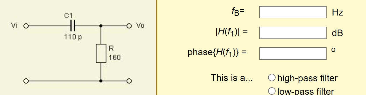 Solved A first-order filter circuit is shown in a | Chegg.com