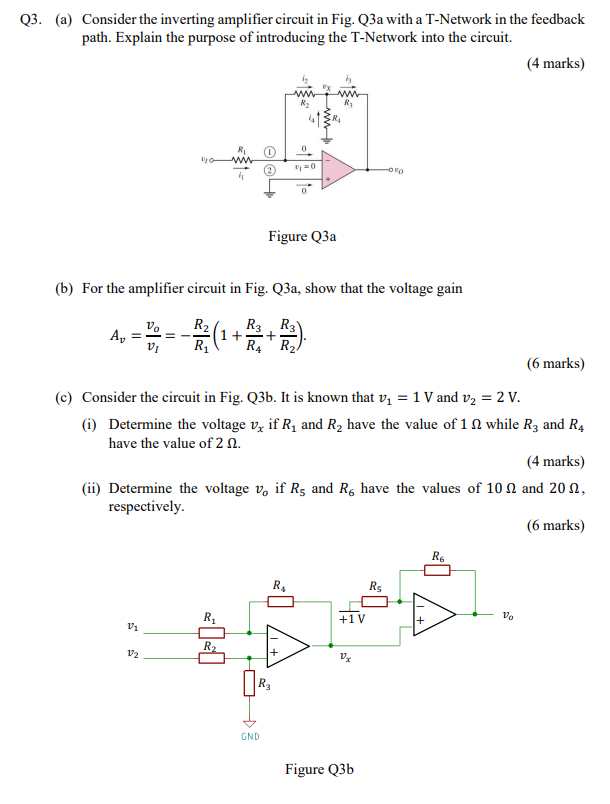 Solved Q3. (a) Consider the inverting amplifier circuit in | Chegg.com