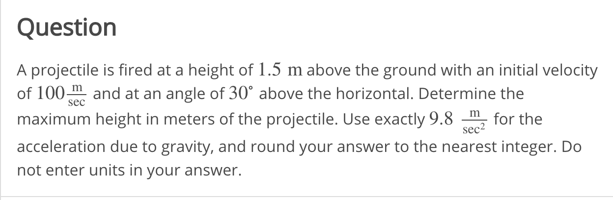 solved-a-projectile-is-fired-at-a-height-of-1-5m-above-chegg