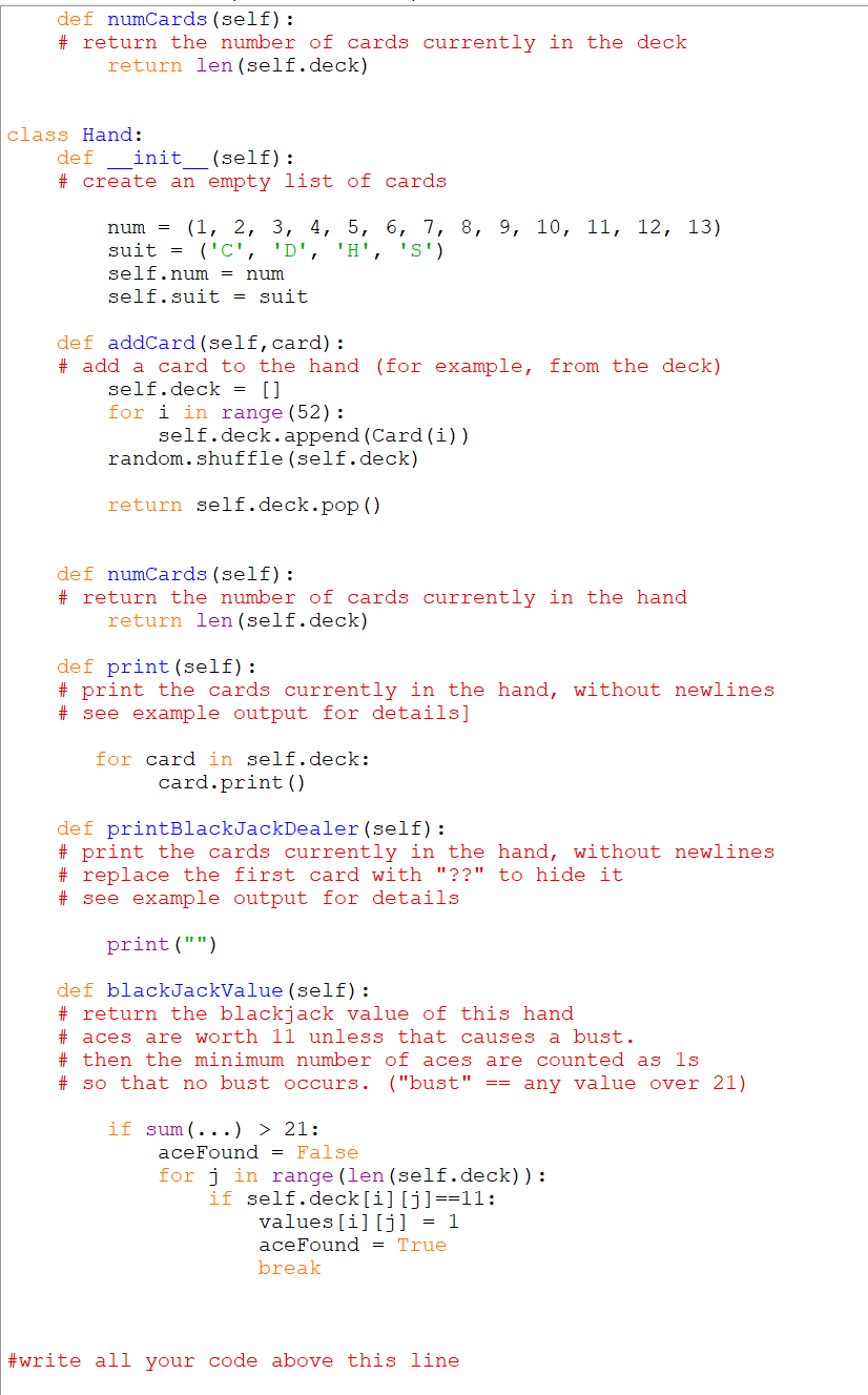 Solved Below is python code for a black jack game. I am | Chegg.com