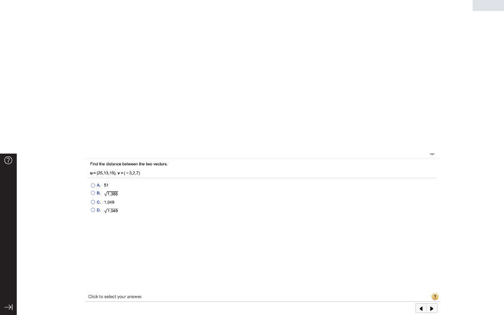 Solved Find The Distance Between The Two Vectors U