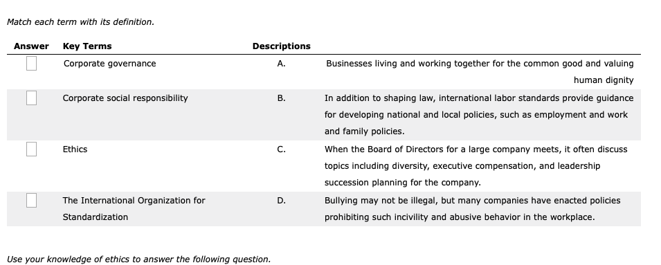 match each term with the correct definition. municipality survey township