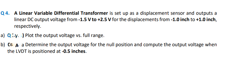 Solved 24. A Linear Variable Differential Transformer is set | Chegg.com