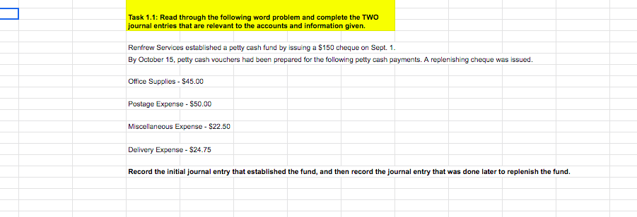 Solved Task 1.1: Read through the following word problem and | Chegg.com
