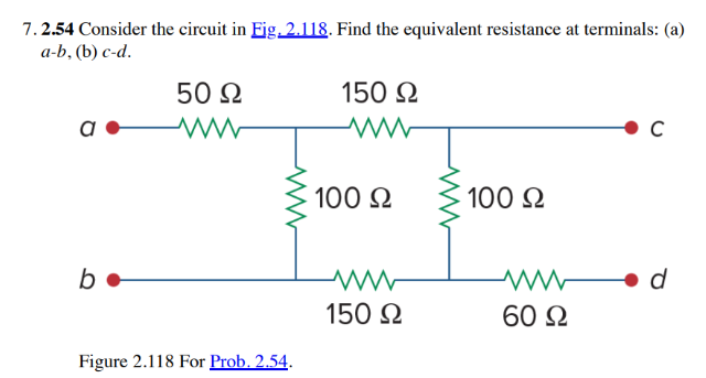 Solved A−b, (b) C−d. Figure 2.118 For Prob. 2.54. | Chegg.com