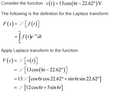 laplace transform of cos wt theta