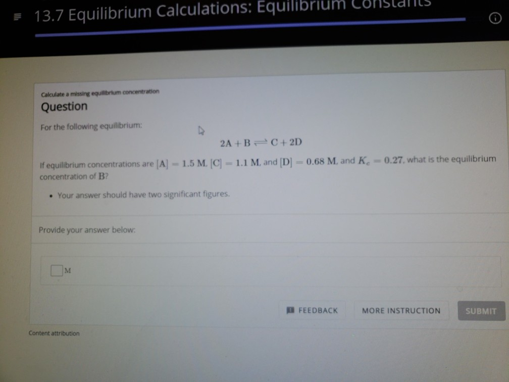 Solved 13.7 Equilibrium Calculations: Equilibrium Calculate | Chegg.com