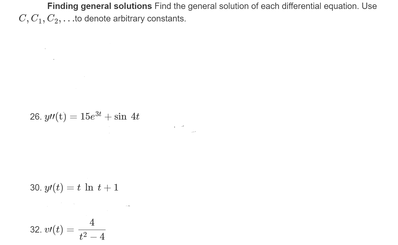 Solved Finding general solutions Find the general solution | Chegg.com