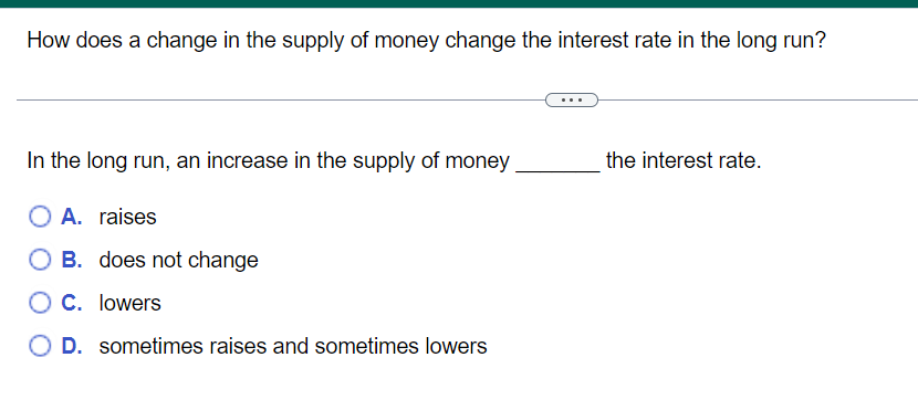 Solved How does a change in the supply of money change the | Chegg.com
