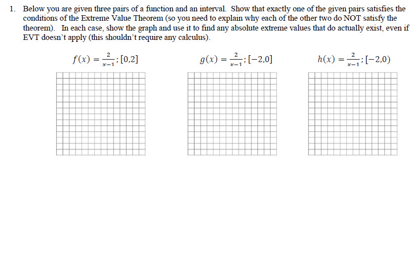 Solved 1. Below you are given three pairs of a function and | Chegg.com